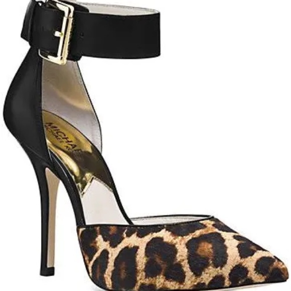 Michael Kors Black and Leopard Print Heels